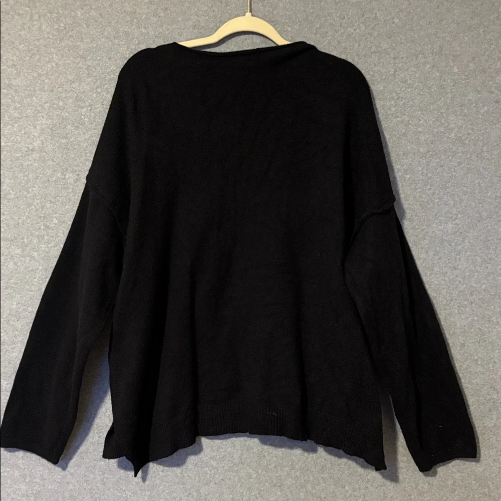 White Birch Textured Knit Oversized Sweater Women's Size XL Black